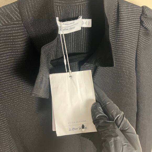 & Other Stories High Collar Button Down Blouse Size 6 Black New - Picture 5 of 7